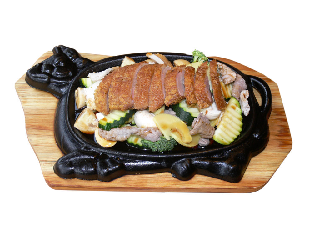 Asia Wok Spezialitäten - Heiße Platte mit Reis und Gemüse